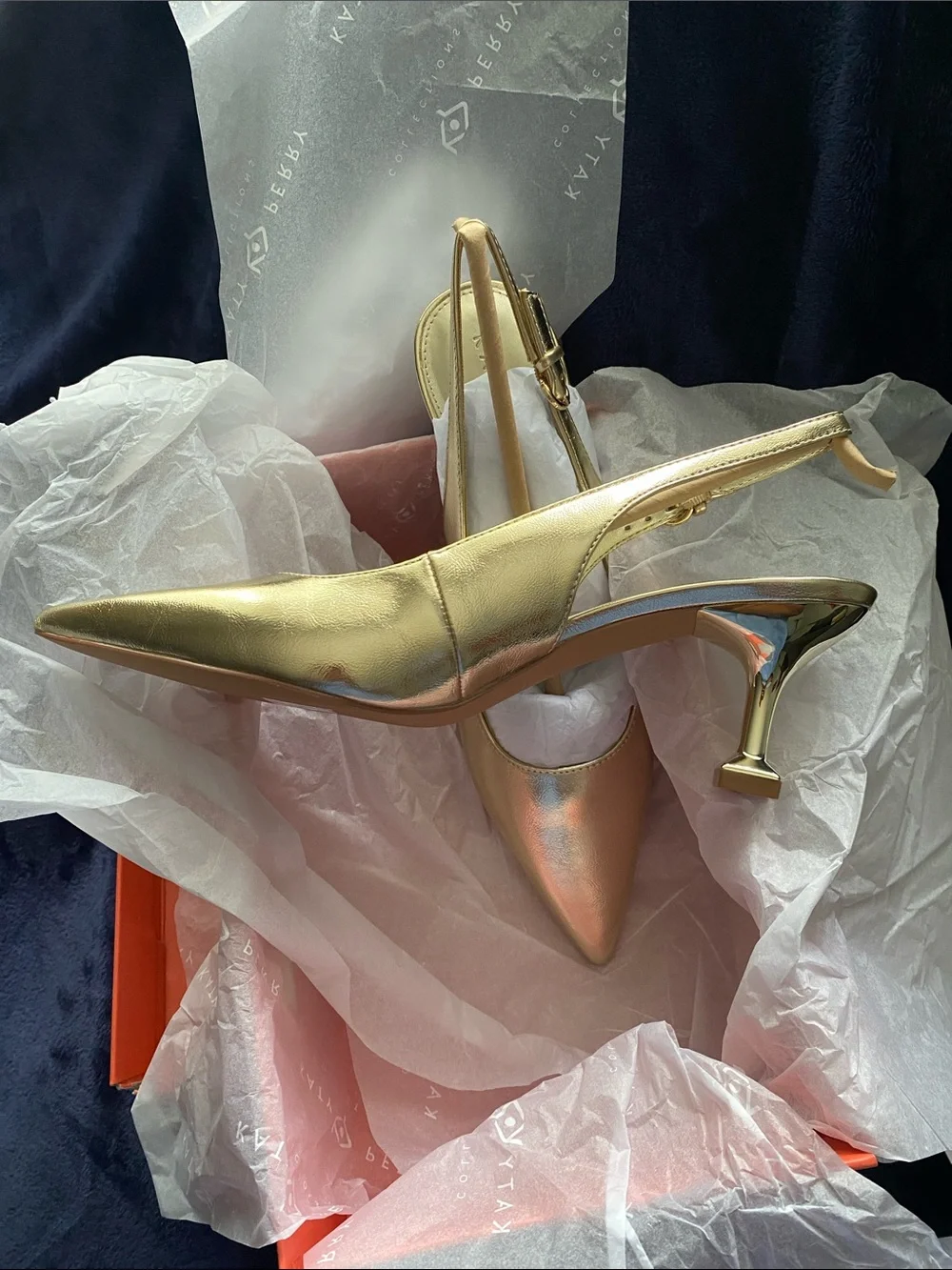 Katy Perry Collections Metallic Gold Pointed Toe Slingback Pump